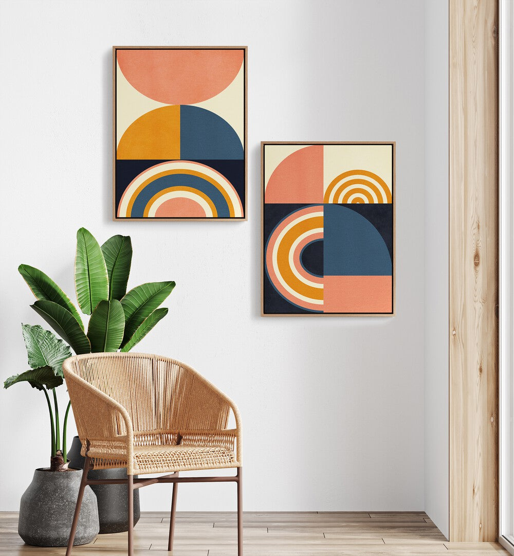 Brighten your space with the MUSTARD BLUE SET, SET OF 2 PAINTINGS, showcasing modern elegance and vibrant colors.