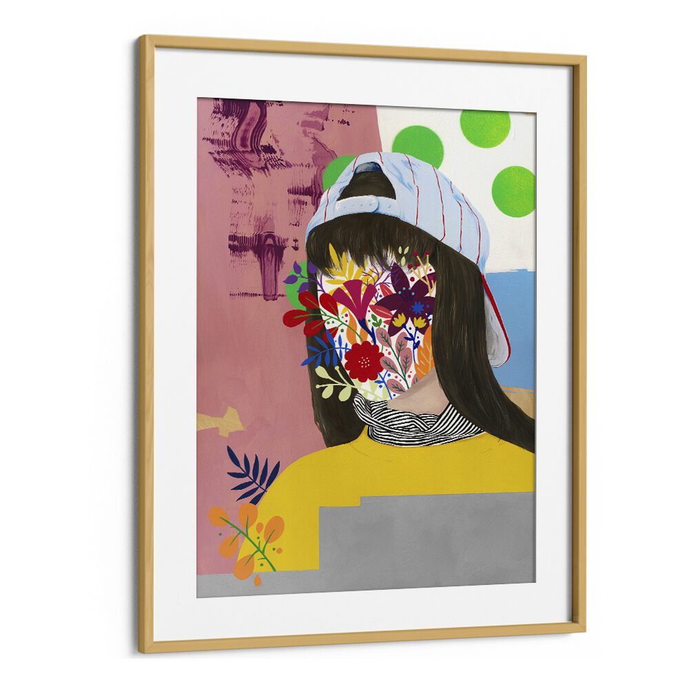 Mystic Garden Pop Art Artwork in Oak Wood Frame With Mount