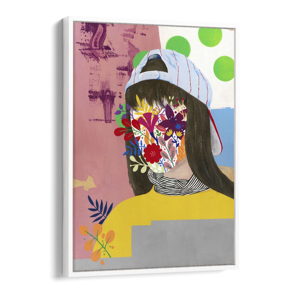 Mystic Garden Pop Art Artwork in White Floater Frame