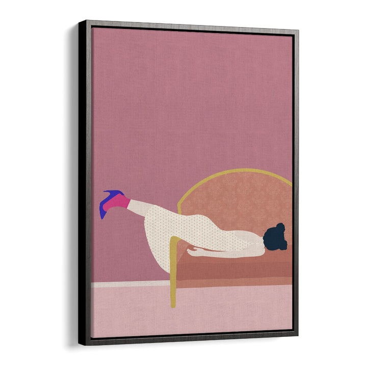 Maddies Mood by Jota De Jai Women Illustration Paintings in Black Floater Frame