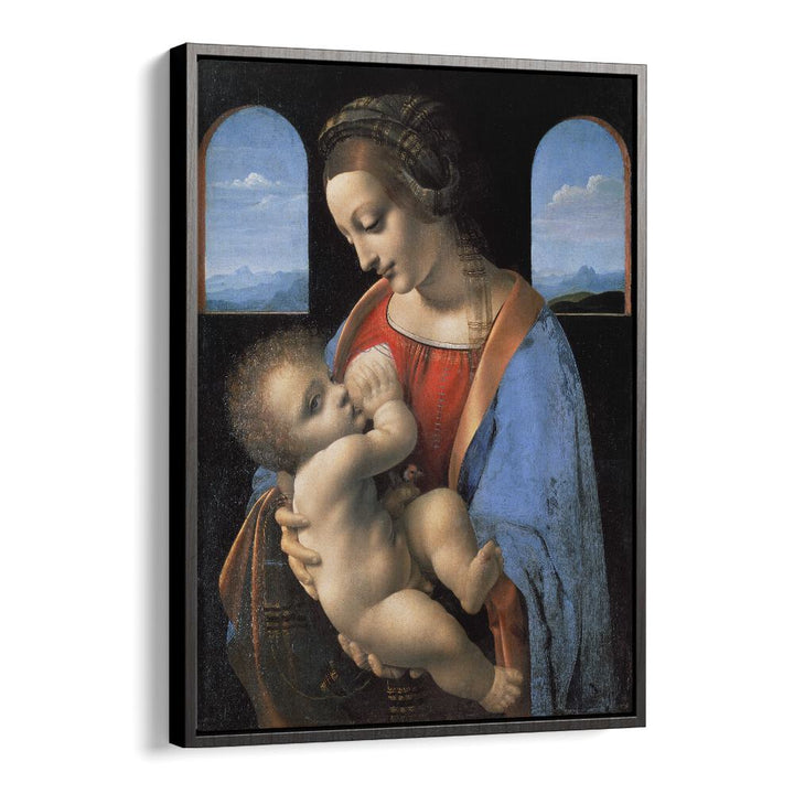 Madona Litta Mid.1490s Vintage Paintings in Black Floater Frame