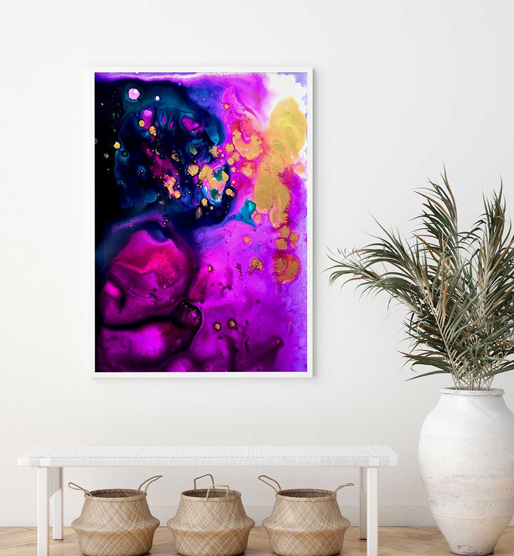 MAGENTA AND GOLD TOPOGRAPHY , ABSTRACT PAINTINGS