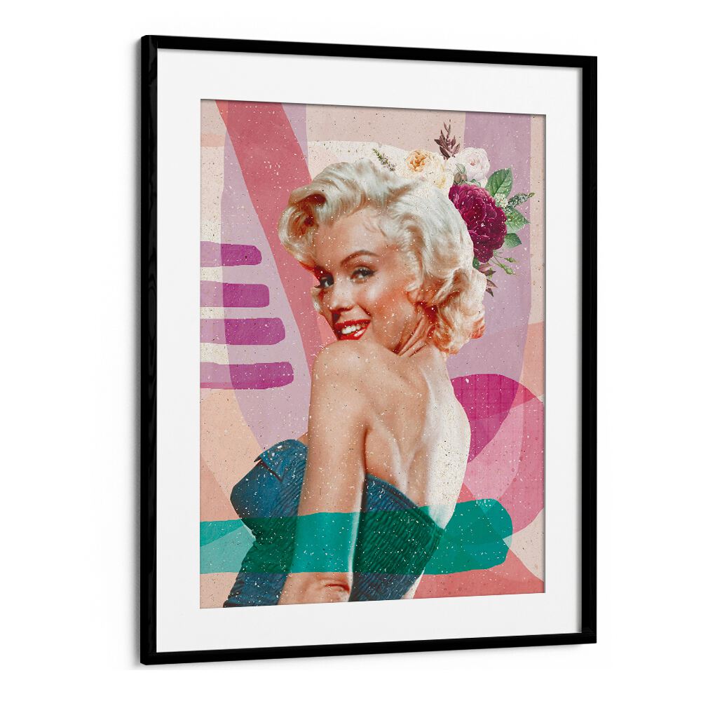 Marilyn Is Back Portraits and Figurative Illustrations in Black Frame With Mount