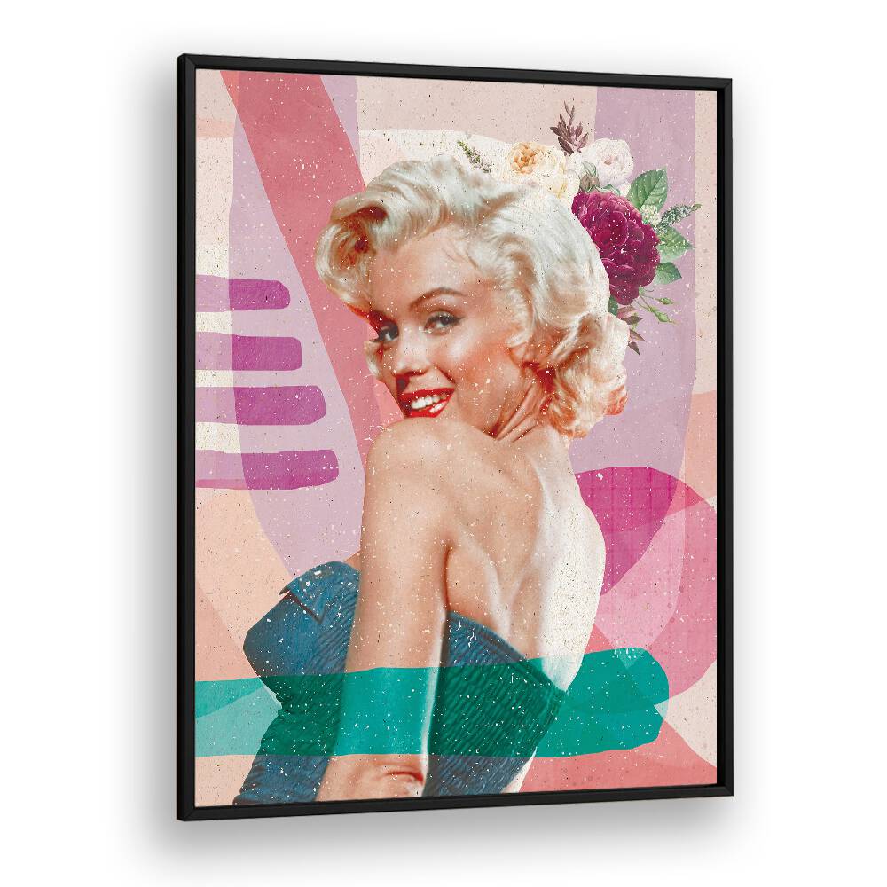 Marilyn Is Back Portraits and Figurative Illustrations in Black Plain Frame