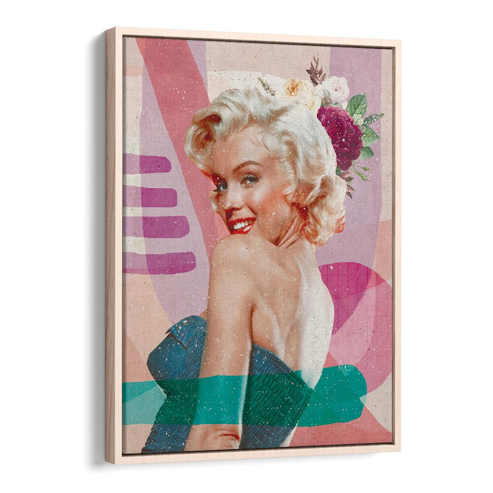 Marilyn Is Back Portraits and Figurative Illustrations in Oak Wood Floater Frame