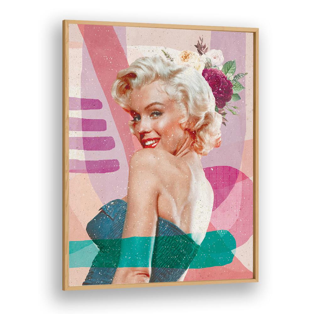 Marilyn Is Back Portraits and Figurative Illustrations in Oak Wood Plain Frame