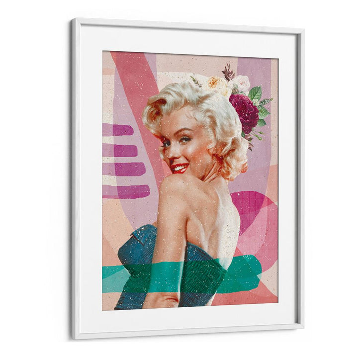 Marilyn Is Back Portraits and Figurative Illustrations in White Frame With Mount