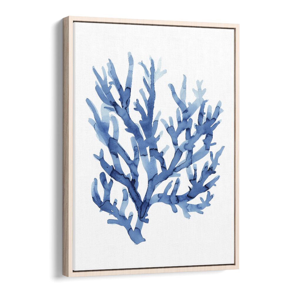 Marine Botanicals I Beach Prints Coastal Wall Art in Oak Wood Floater Frame