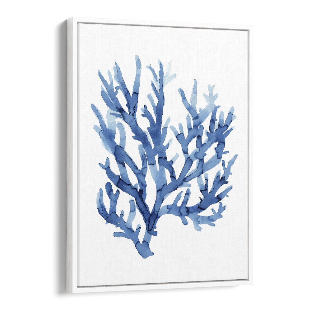 Marine Botanicals I Beach Prints Coastal Wall Art in White Floater Frame