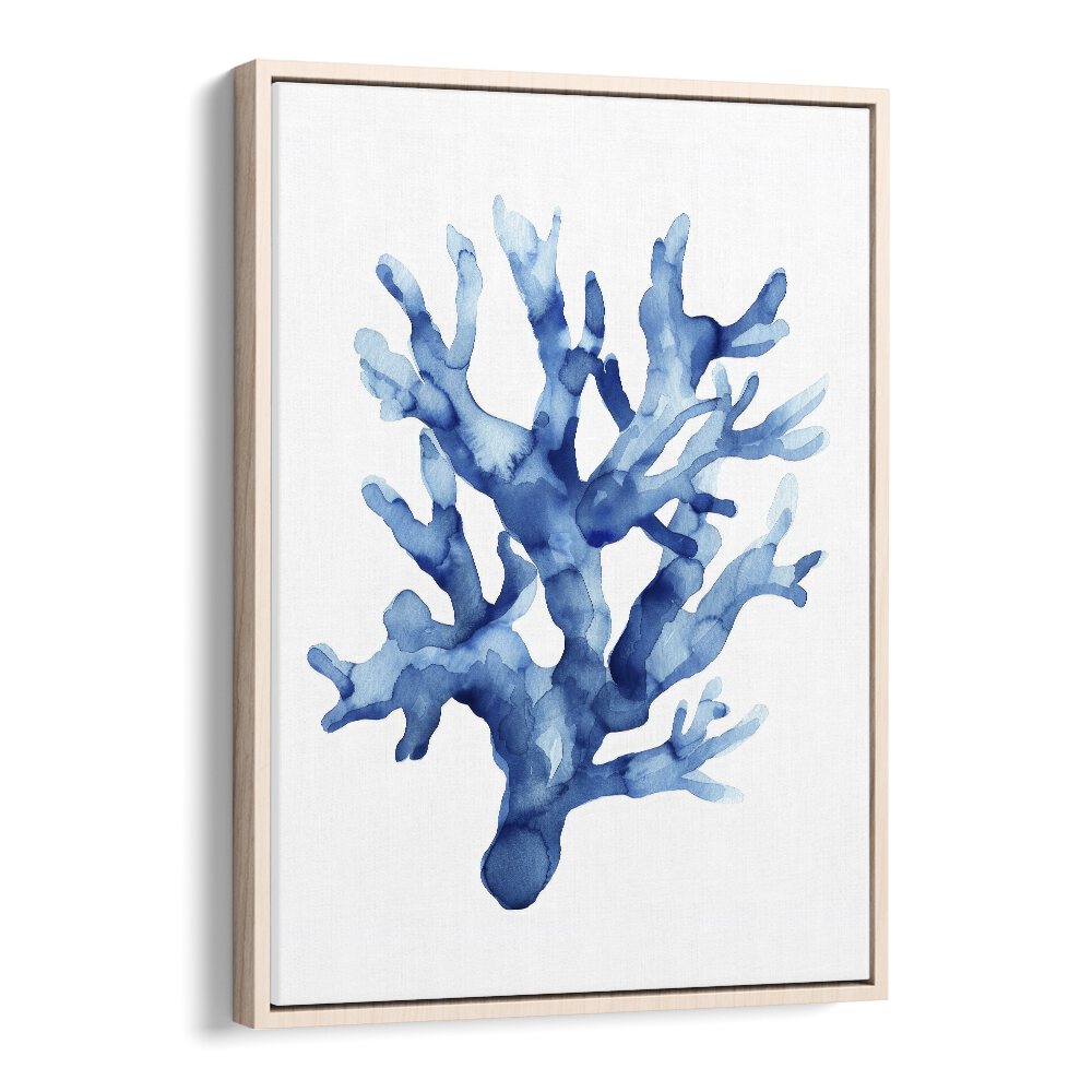 Marine Botanicals II Beach Prints Coastal Wall Art in Oak Wood Floater Frame