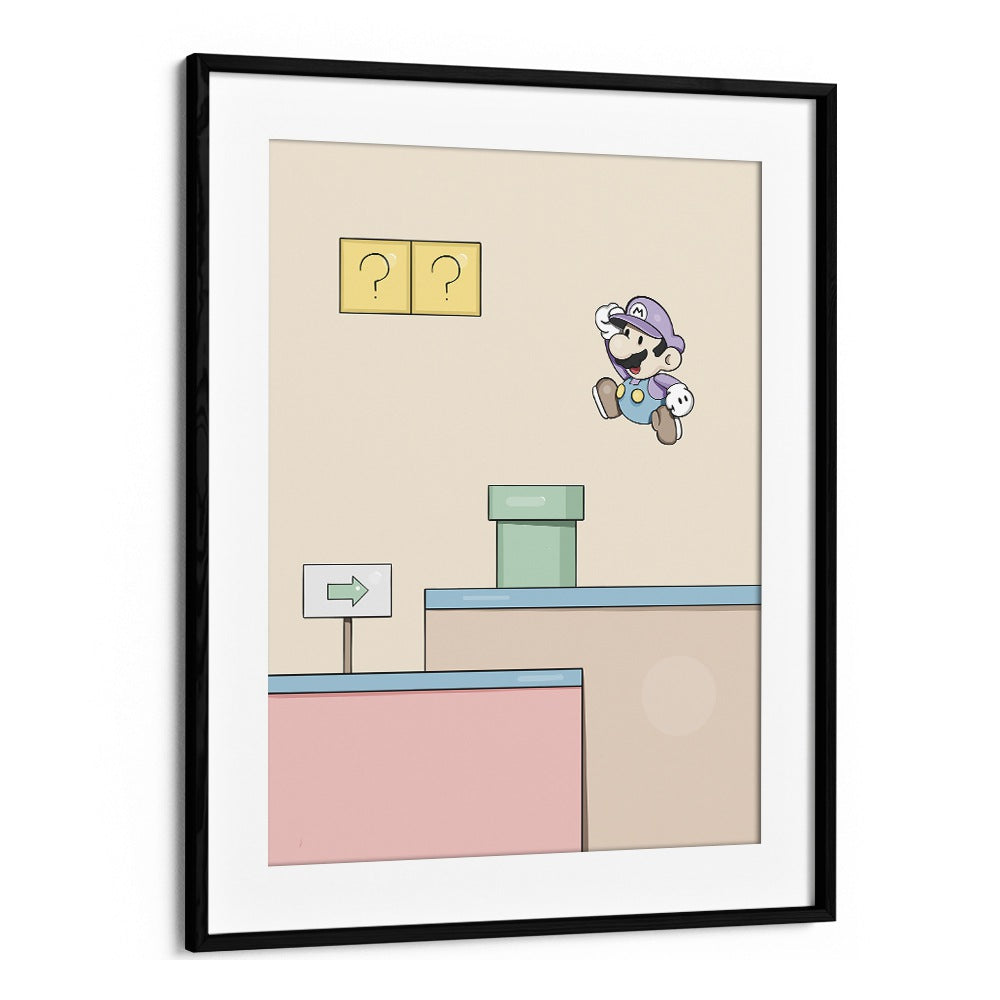 Mario By Samridhi Sharma Gaming Posters in Black Frame With Mount