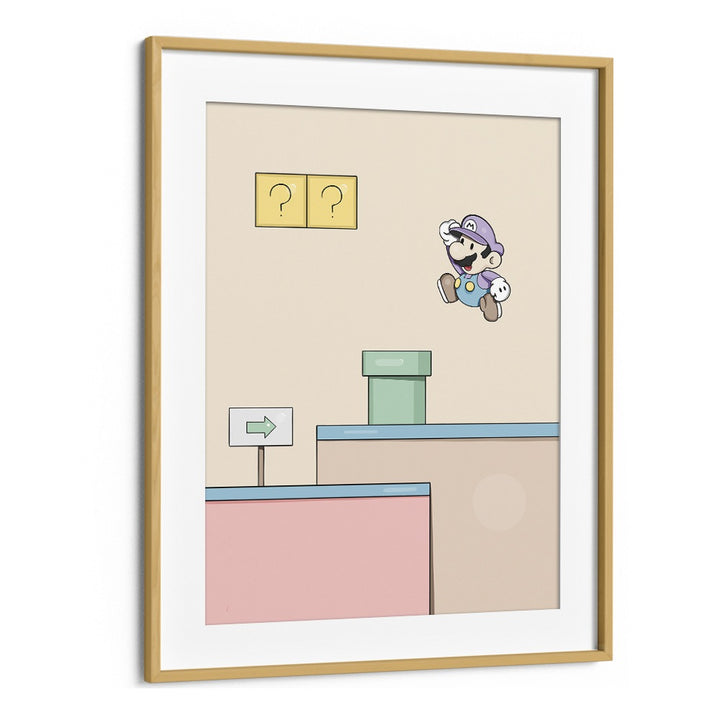 Mario By Samridhi Sharma Gaming Posters in Oak Wood Frame With Mount