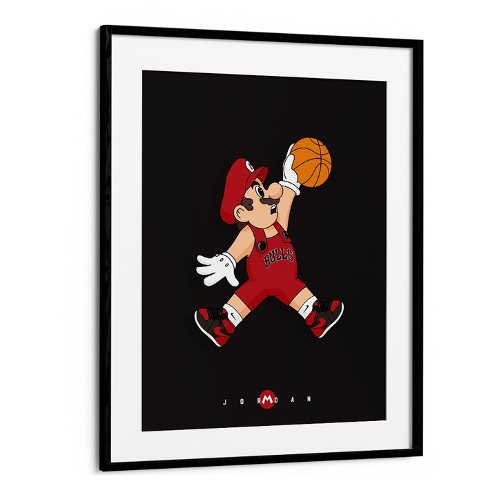 Mario X Basketball Comic Wall Art Comic Posters in Black Frame With Mount