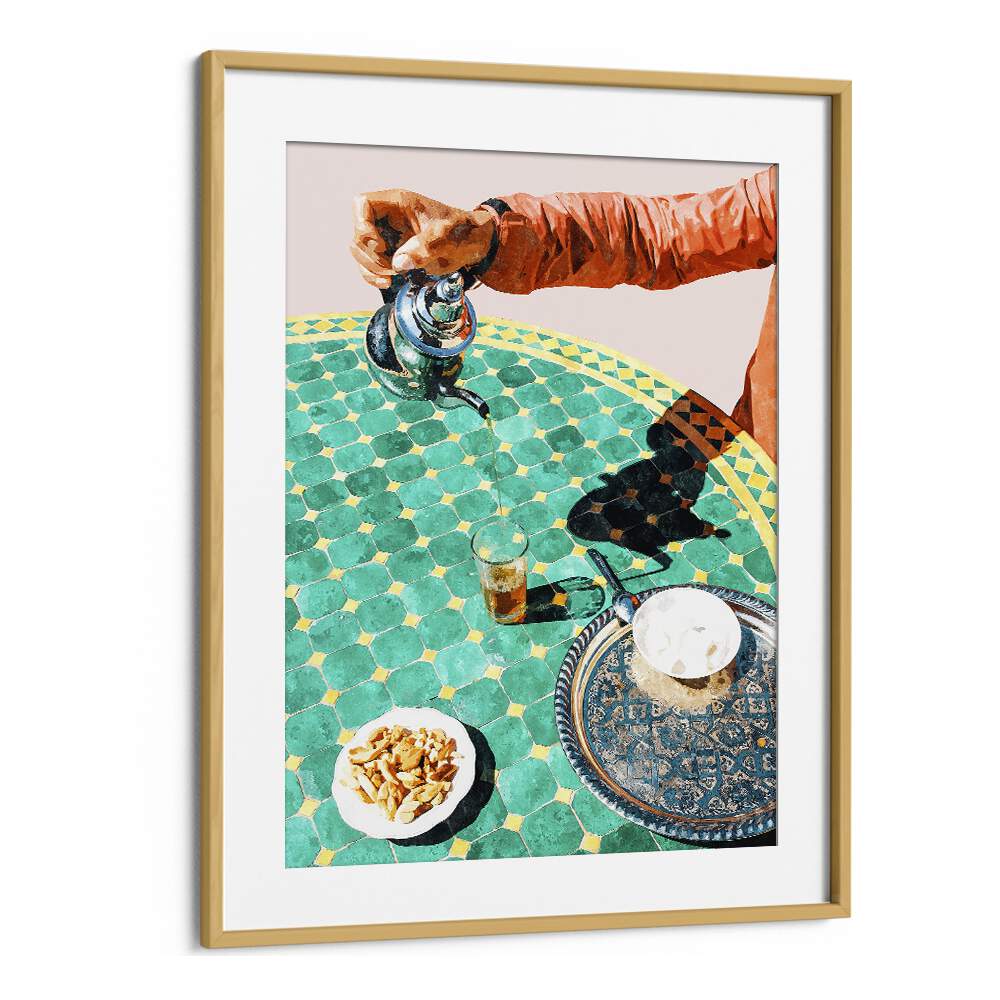 Masala Chai Tea By Uma Gokhale Art Prints in Oak Wood Frame With Mount