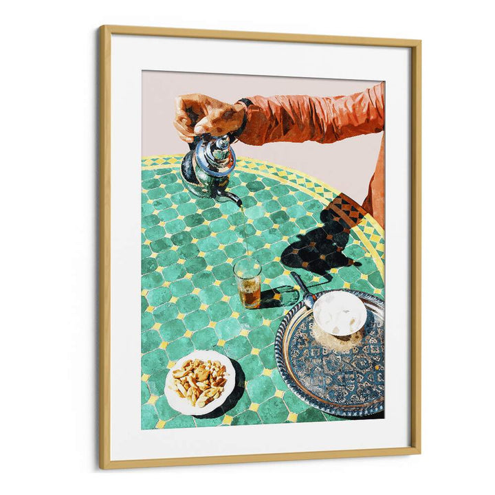 Masala Chai Tea By Uma Gokhale Art Prints in Oak Wood Frame With Mount