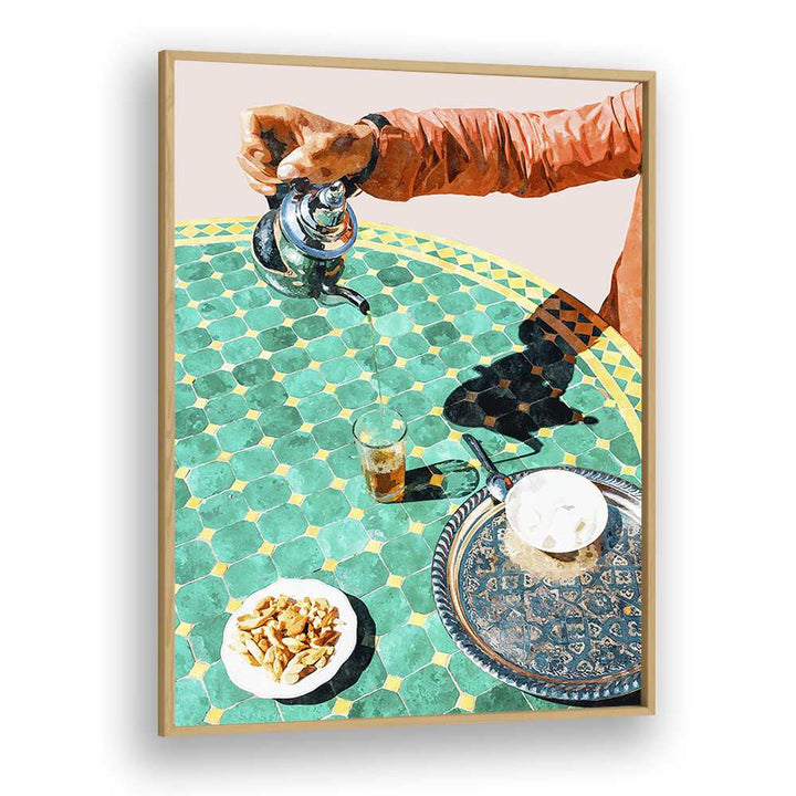 Masala Chai Tea By Uma Gokhale Art Prints in Oak Wood Plain Frame