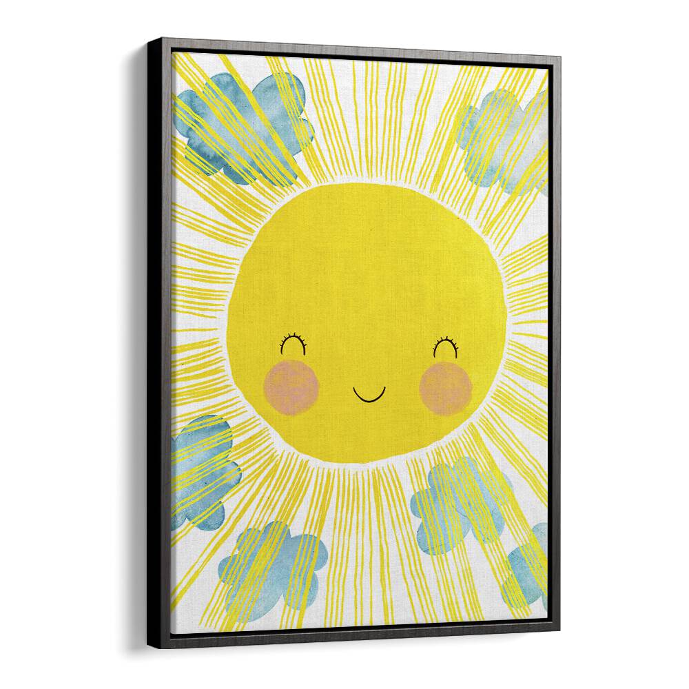 Matahari by Treechild Kids Room Paintings in Black Floater Frame