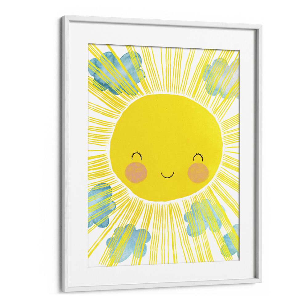 Matahari by Treechild Kids Room Paintings in White Frame With Mount