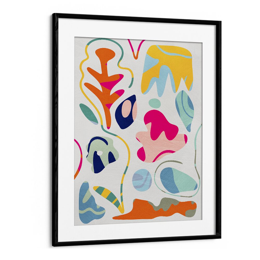 Matisse Inspired Shapes By Ana Rut Bre Landscape Art Prints in Black Frame With Mount