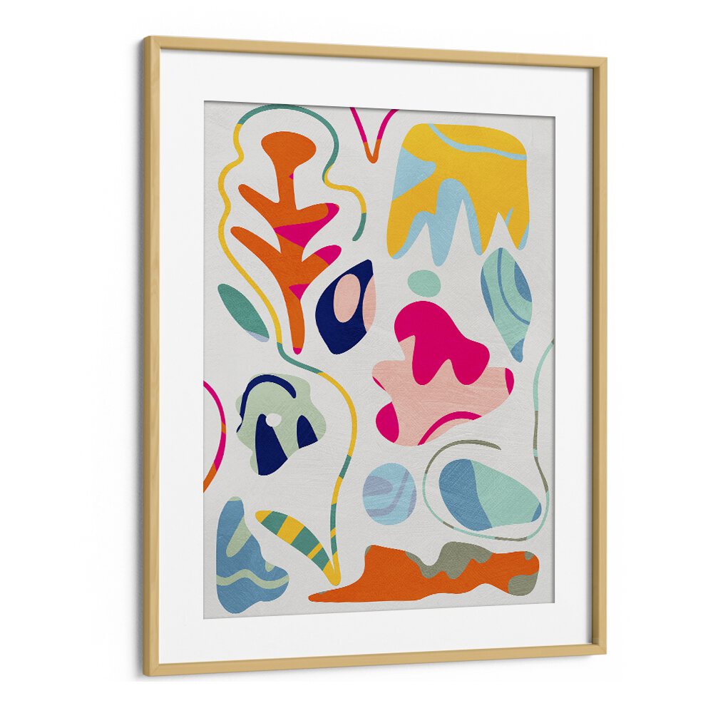 Matisse Inspired Shapes By Ana Rut Bre Landscape Art Prints in Oak Wood Frame With Mount