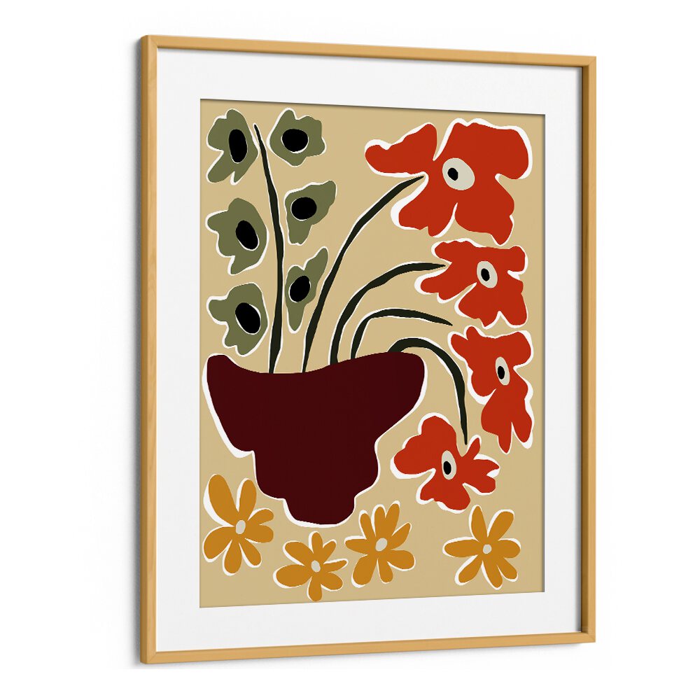 Matisse Safari by Miho Art Studio Botanical Art Prints Floral Paintings in Oak Wood Frame With Mount