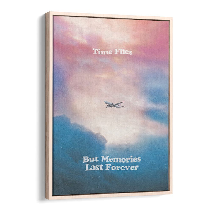 Typography poster featuring "Memories Last Forever, Quotes" in a stylish oak wood frame, perfect for home décor.