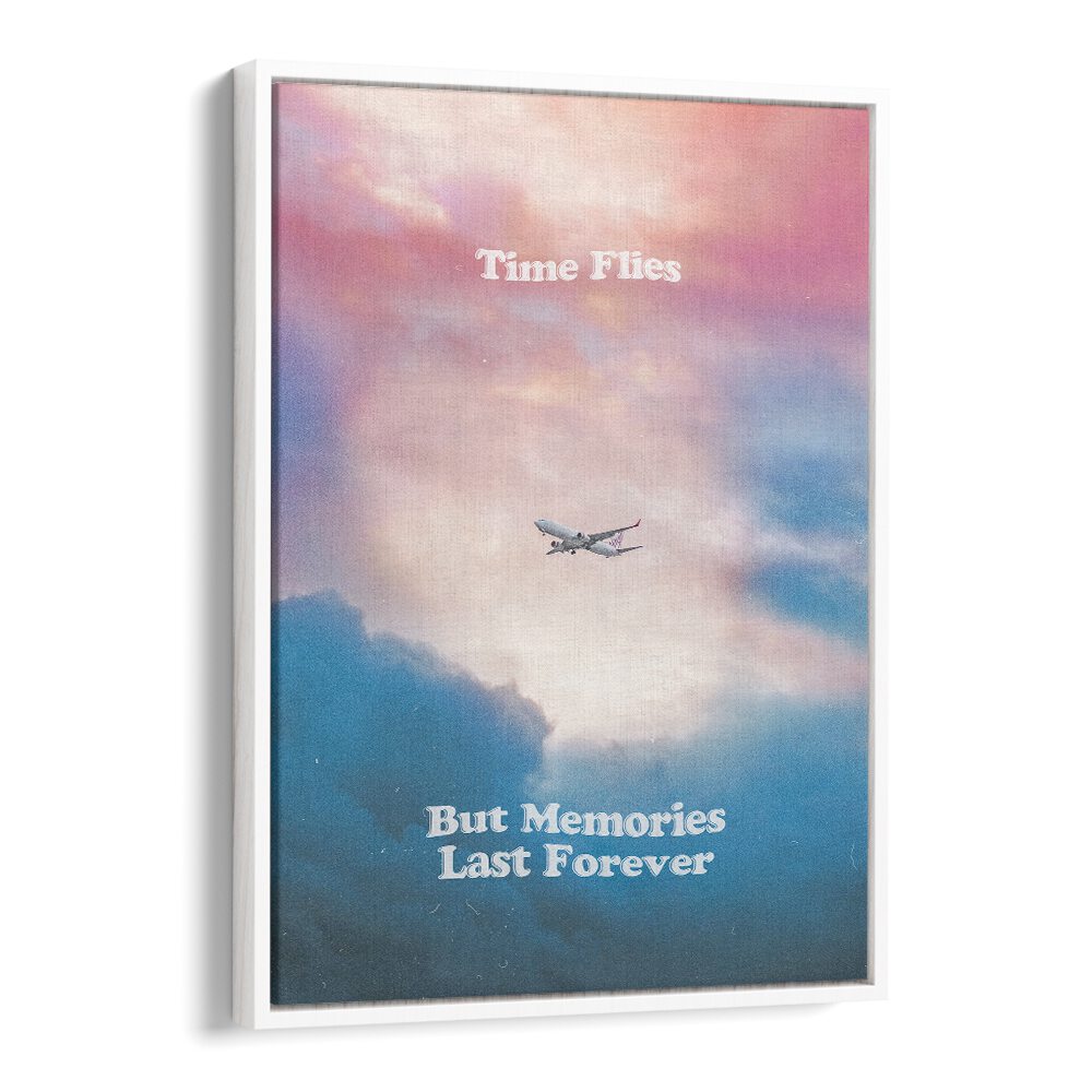 Stylish typography poster featuring "Memories Last Forever, Quotes" in a white floater frame to inspire your space.