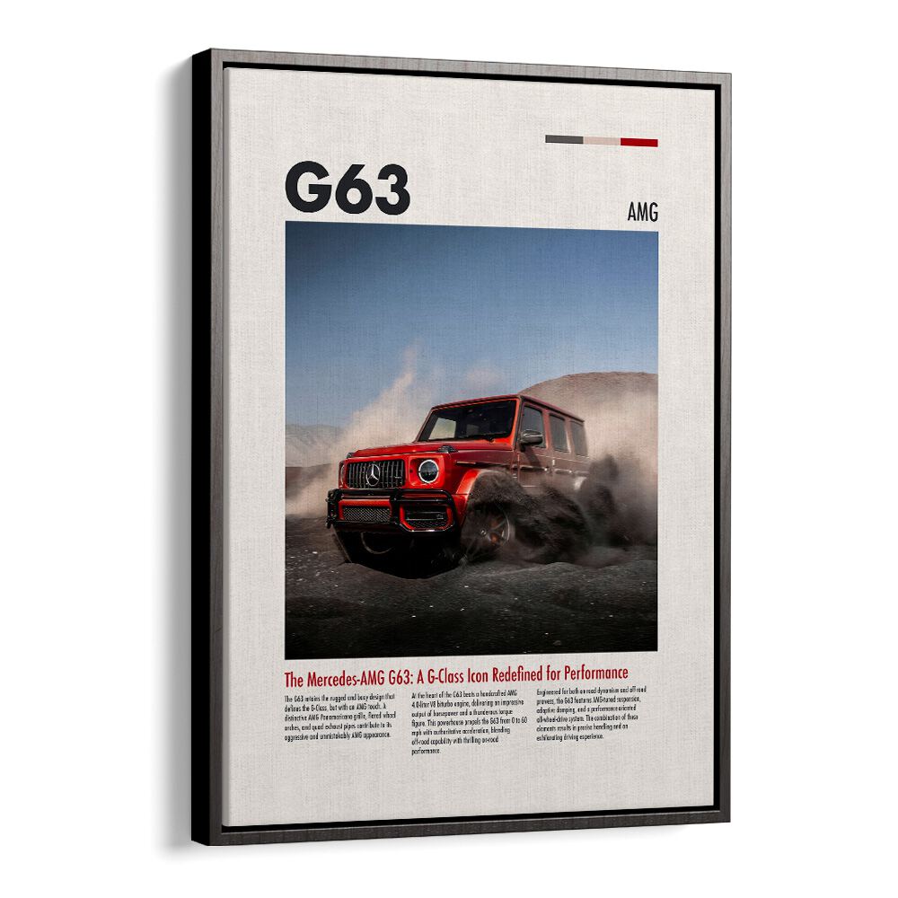 Mercedes G63 AMG Car Posters Automotive Wall Art Prints in Black Floater Frame