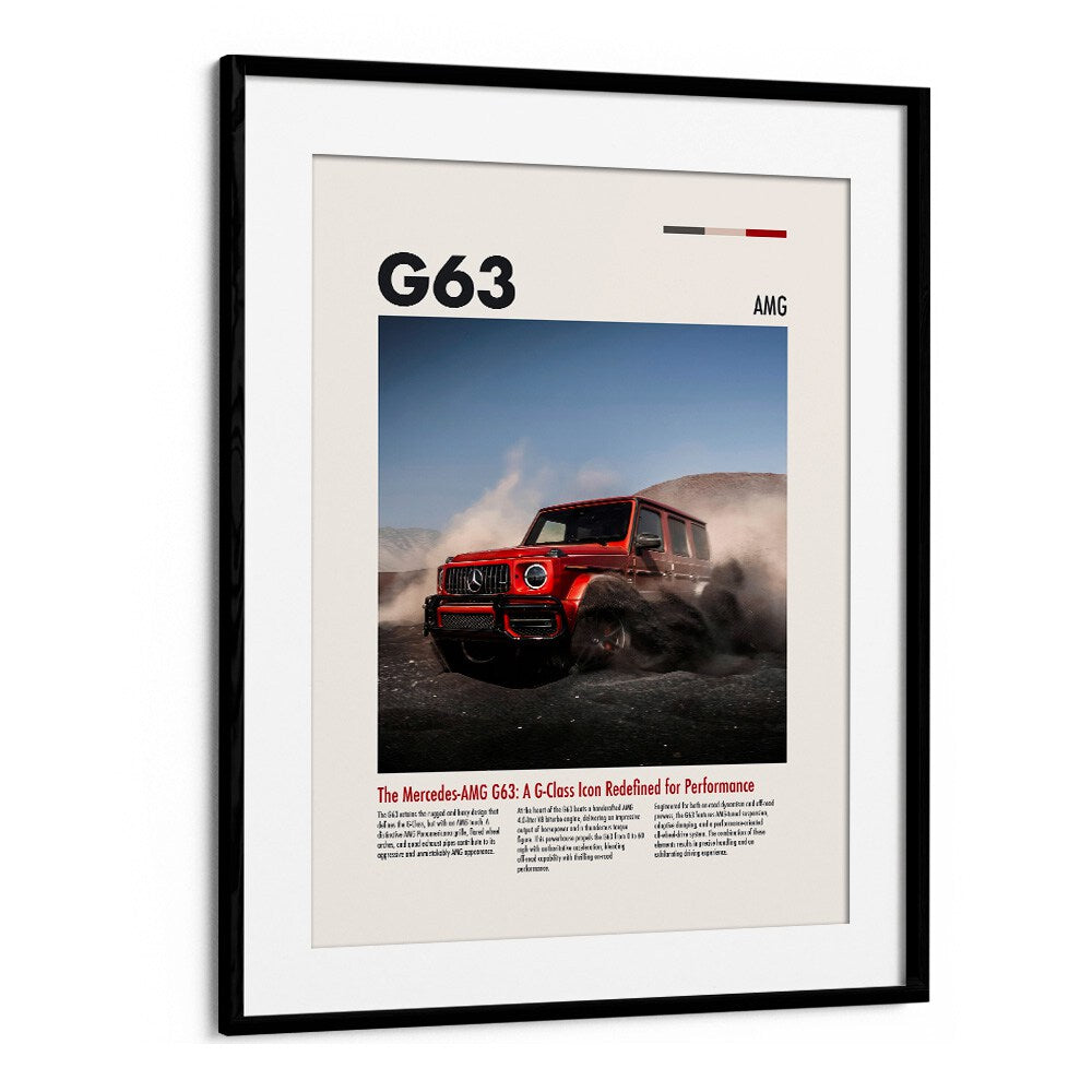 Mercedes G63 AMG Car Posters Automotive Wall Art Prints in Black Frame With Mount