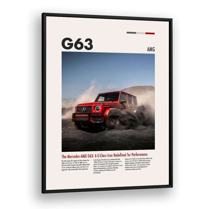 Mercedes G63 AMG Car Posters Automotive Wall Art Prints in Black Plain Frame