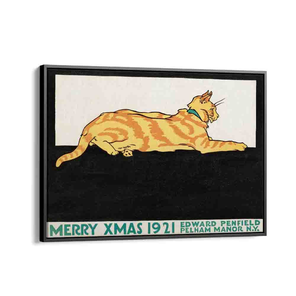 Merry Xmas Vintage Paintings in Black Floater Frame