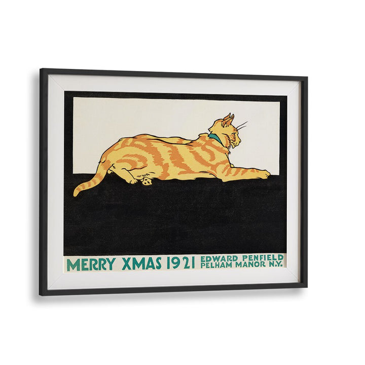 Merry Xmas Vintage Paintings in Black Frame With Mount