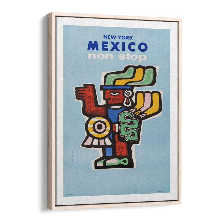 Mexico II Retro Vintage Travel Vintage Travel Posters in Oak Wood Floater Frame