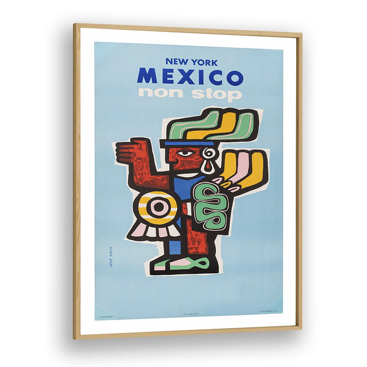 Mexico II Retro Vintage Travel Vintage Travel Posters in Oak Wood Plain Frame