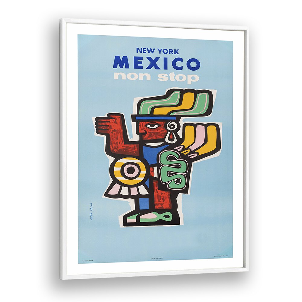 Mexico II Retro Vintage Travel Vintage Travel Posters in White Plain Frame