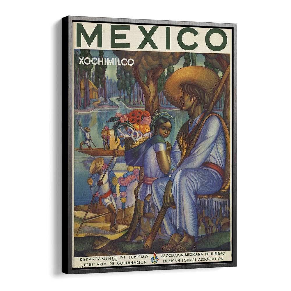 Mexico Retro Vintage Travel Vintage Travel Posters in Black Floater Frame