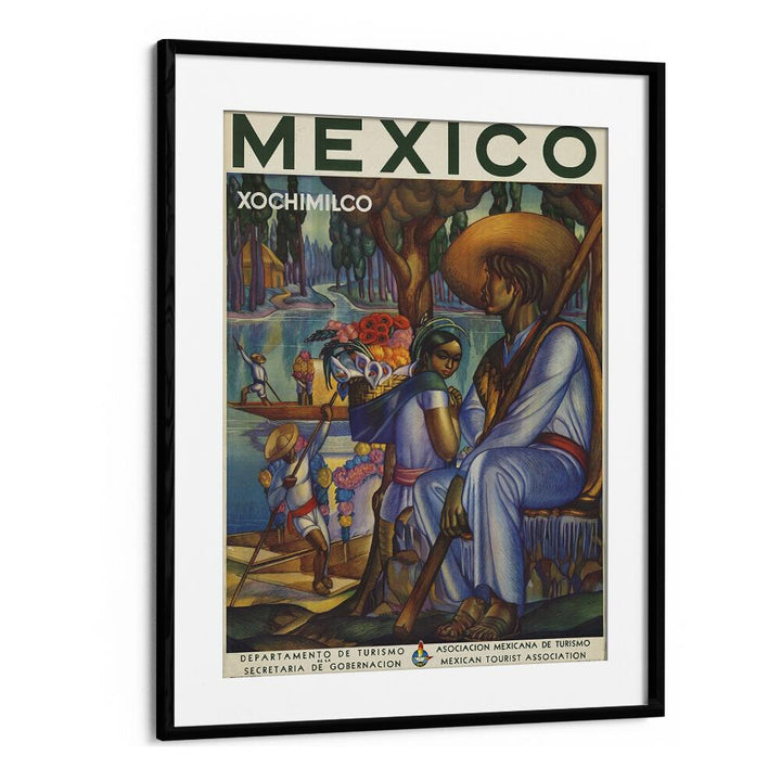 Mexico Retro Vintage Travel Vintage Travel Posters in Black Frame With Mount