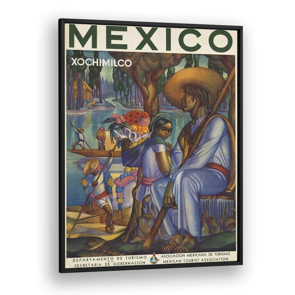 Mexico Retro Vintage Travel Vintage Travel Posters in Black Plain Frame