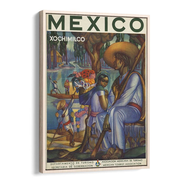 Mexico Retro Vintage Travel Vintage Travel Posters in Oak Wood Floater Frame