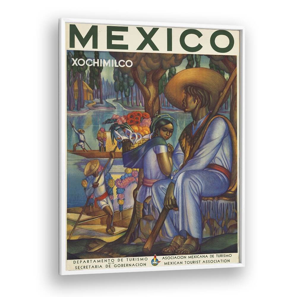 Mexico Retro Vintage Travel Vintage Travel Posters in White Plain Frame