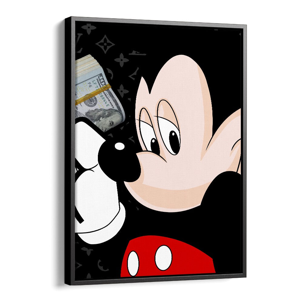 Mickey Money Pop A Playful Twist On Iconic Currency Comic Wall Art Comic Posters in Black Floater Frame