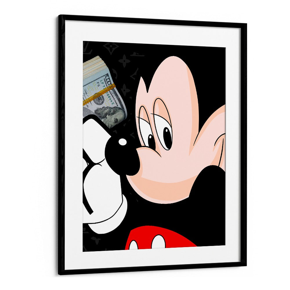 Mickey Money Pop A Playful Twist On Iconic Currency Comic Wall Art Comic Posters in Black Frame With Mount