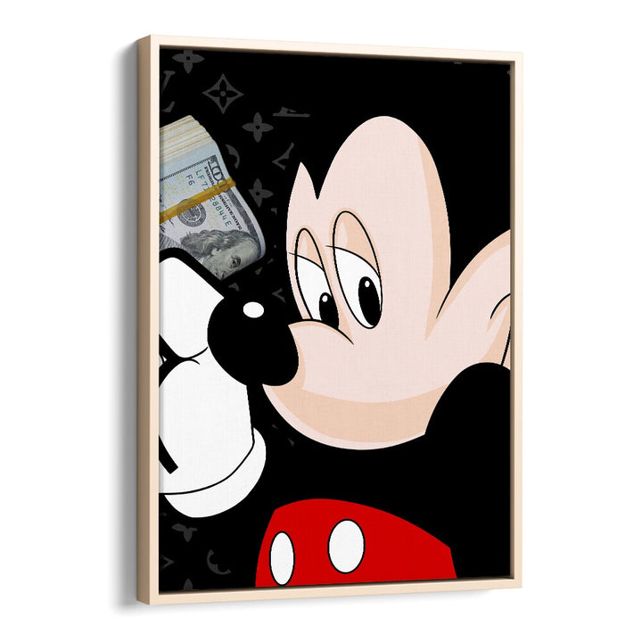 Mickey Money Pop A Playful Twist On Iconic Currency Comic Wall Art Comic Posters in Oak Wood Floater Frame