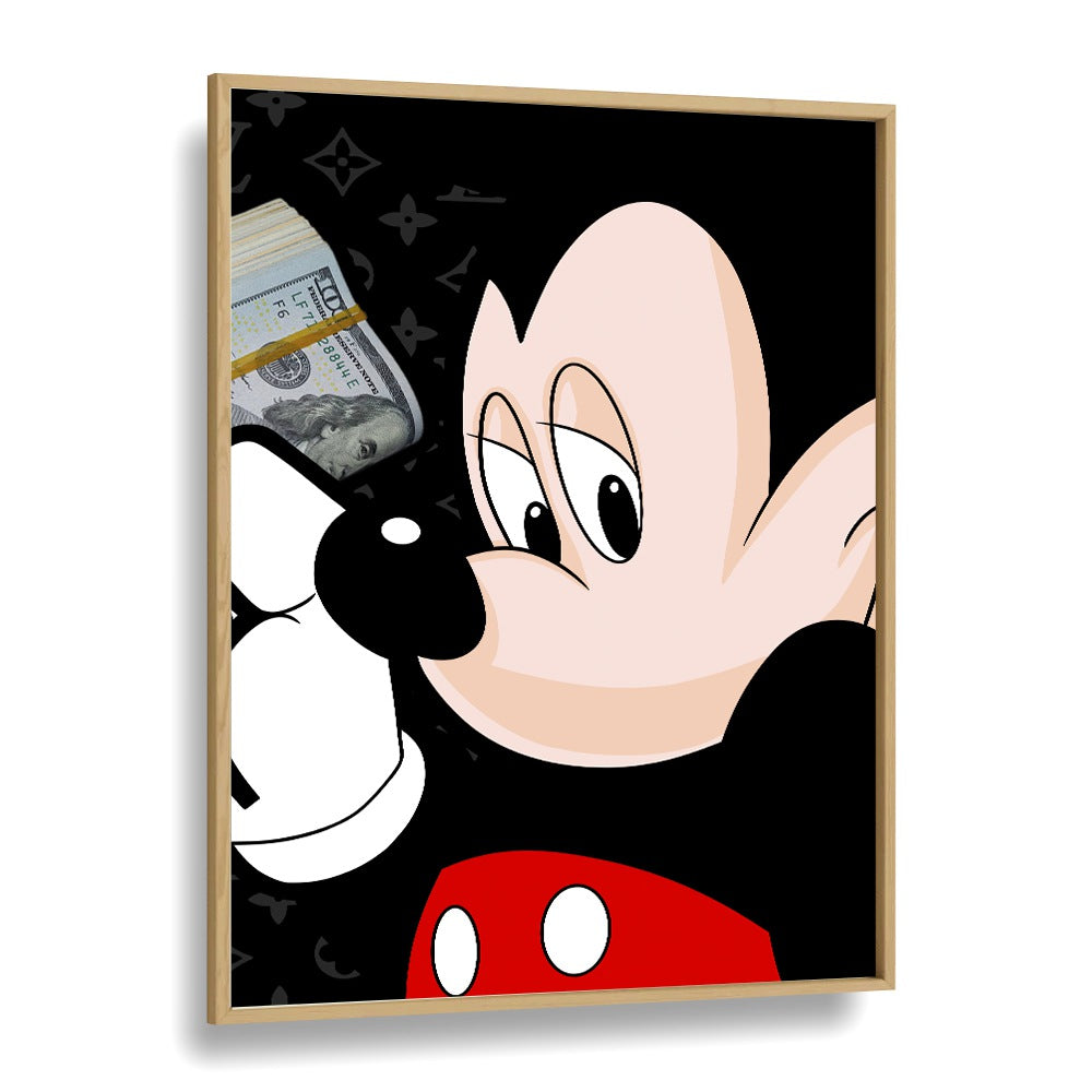 Mickey Money Pop A Playful Twist On Iconic Currency Comic Wall Art Comic Posters in Oak Wood Plain Frame