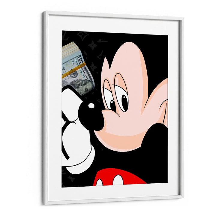 Mickey Money Pop A Playful Twist On Iconic Currency Comic Wall Art Comic Posters in White Frame With Mount