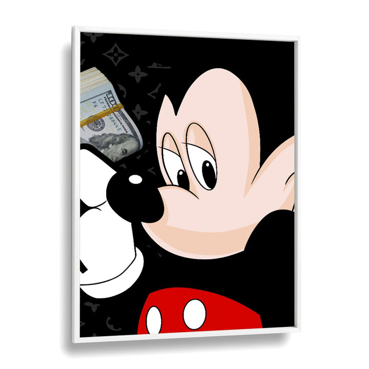 Mickey Money Pop A Playful Twist On Iconic Currency Comic Wall Art Comic Posters in White Plain Frame