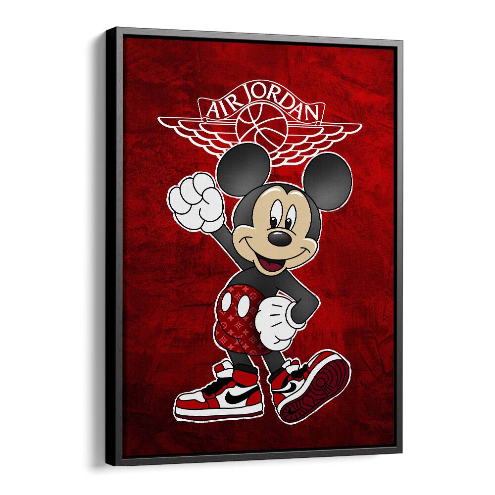 Mickey X Air Jordan Comic Wall Art Comic Posters in Black Floater Frame