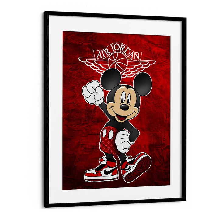 Mickey X Air Jordan Comic Wall Art Comic Posters in Black Frame With Mount