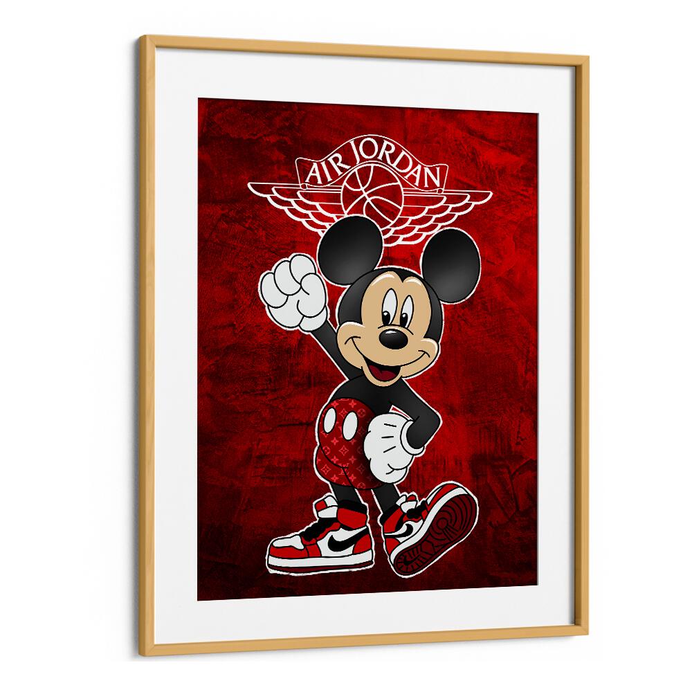 Mickey X Air Jordan Comic Wall Art Comic Posters in Oak Wood Frame With Mount