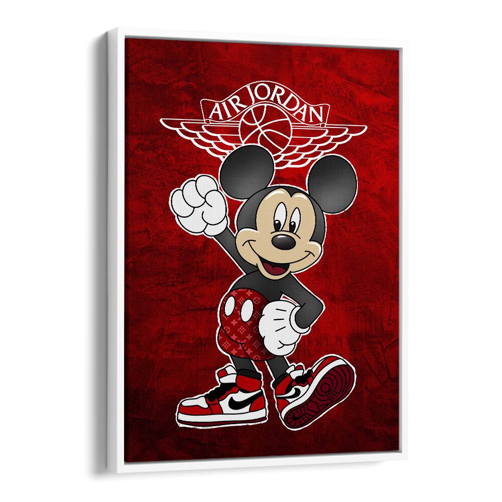 Mickey X Air Jordan Comic Wall Art Comic Posters in White Floater Frame